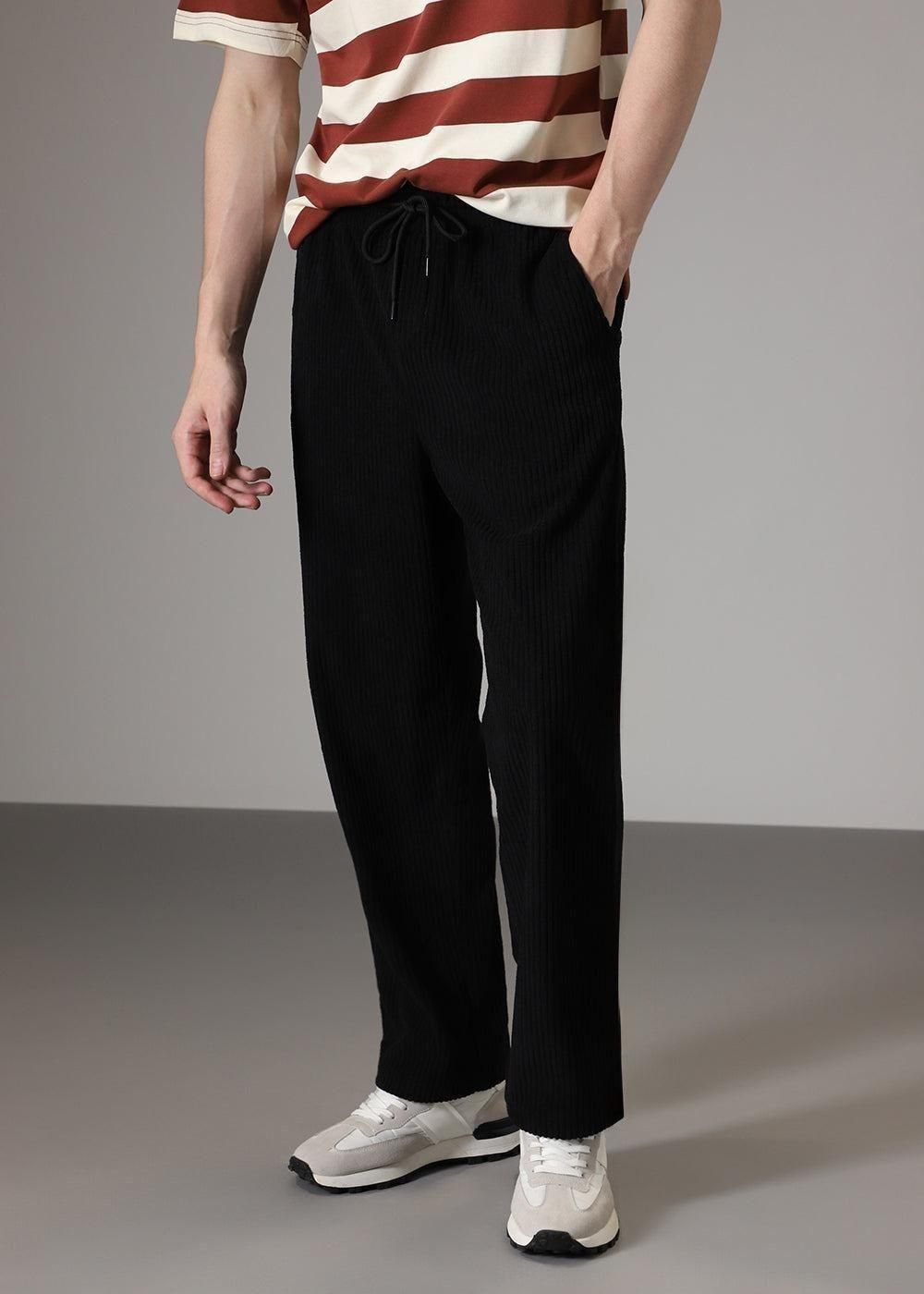 Men's Caudray Fabric Stylish Pants (Black, Pack of 1)